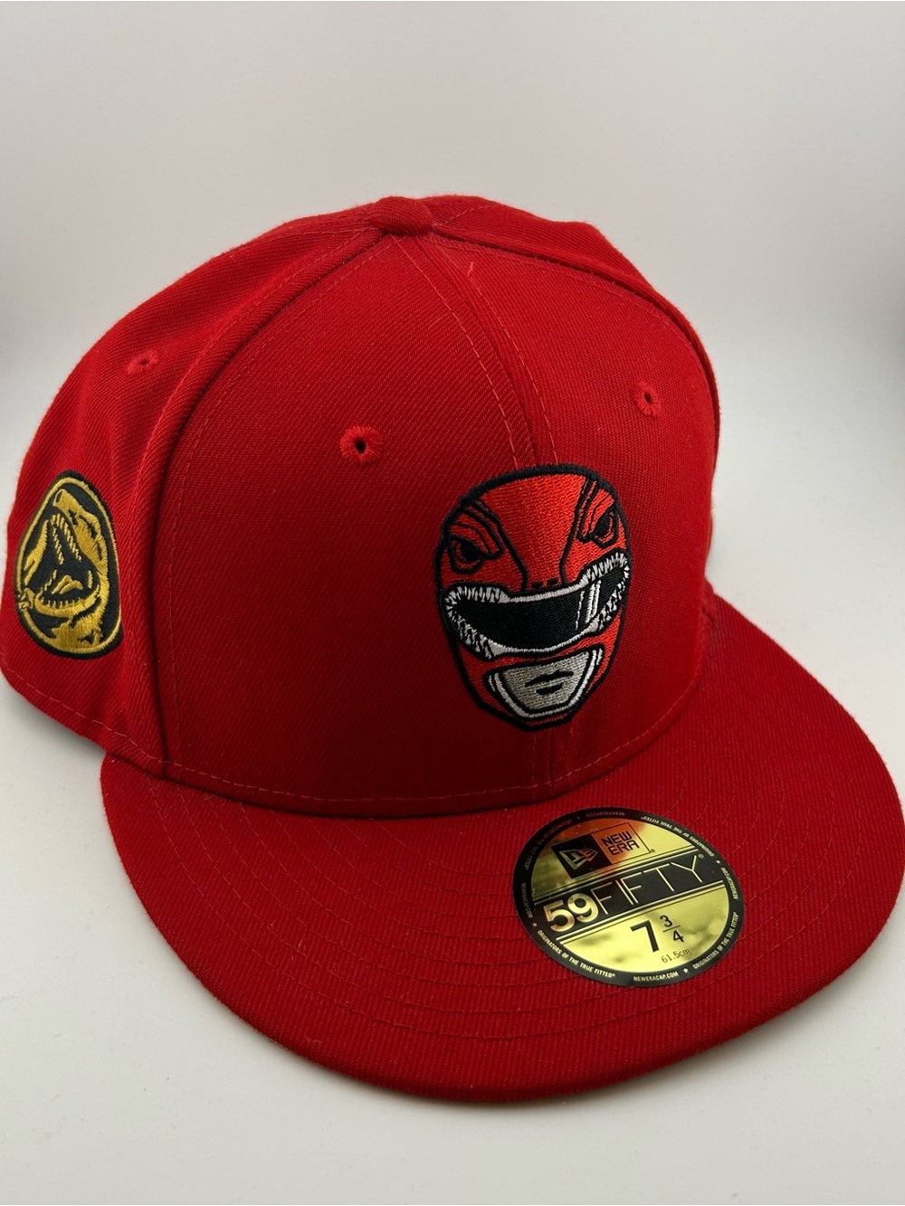 RARE New Era 59FIFTY Power Rangers Red Ranger Fitted Hat 7 3/4 Red Cap